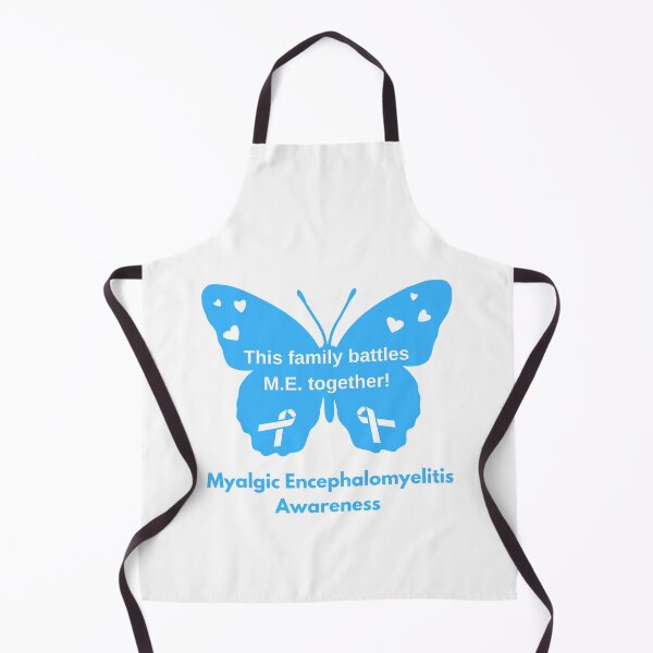Item preview, This Family Battles M.E. Together! Text In Blue Awareness Butterfly with Ribbon and Hearts on Wings designed and sold by Chantelle  Spies.