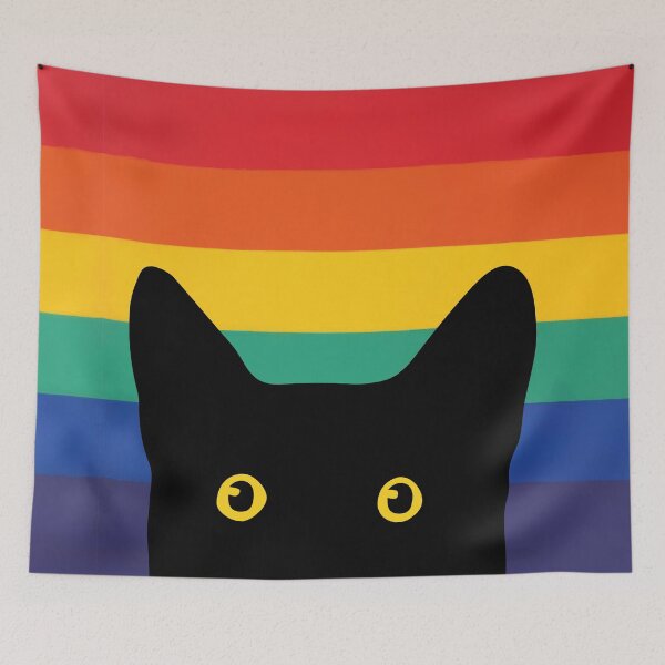 Item preview, Peeking Cat in Rainbow Circle designed and sold by beardsandcats.