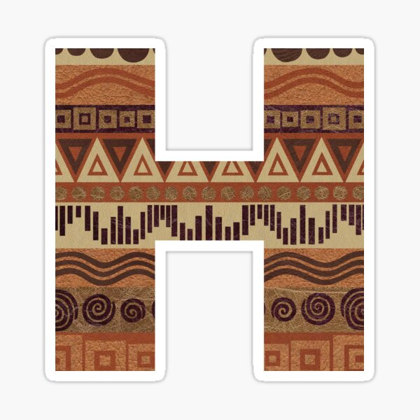 "Letter H Leather Look Pattern Tribal Ethnic Monogram Initial" Sticker ...