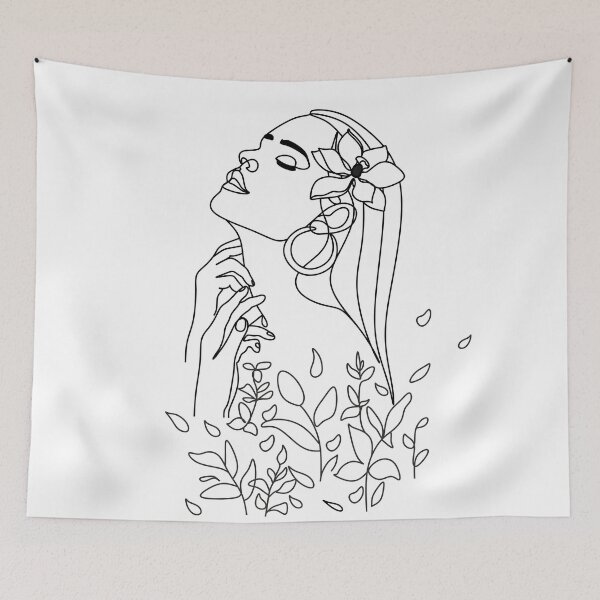 Item preview, One line face, illustration. Minimalist Woman Art.Abstract face with butterfly by one line drawing. Portrait minimalistic style. Botanical print. Nature symbol of cosmetics. Modern continuous line art designed and sold by OneLinePrint.