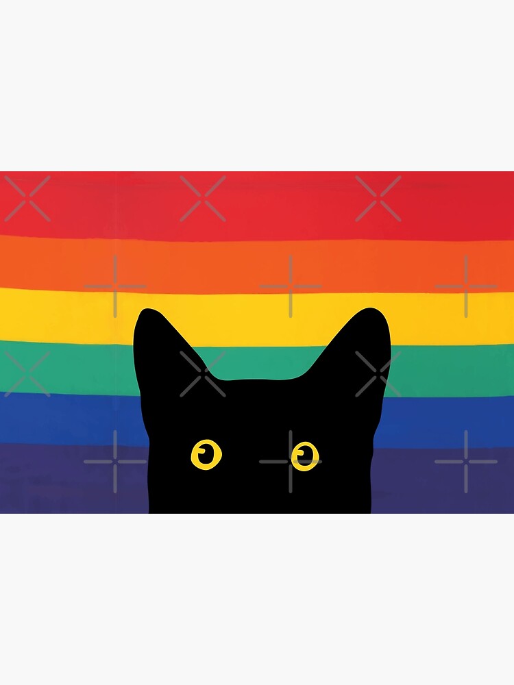 Peeking Cat in Rainbow Circle by beardsandcats
