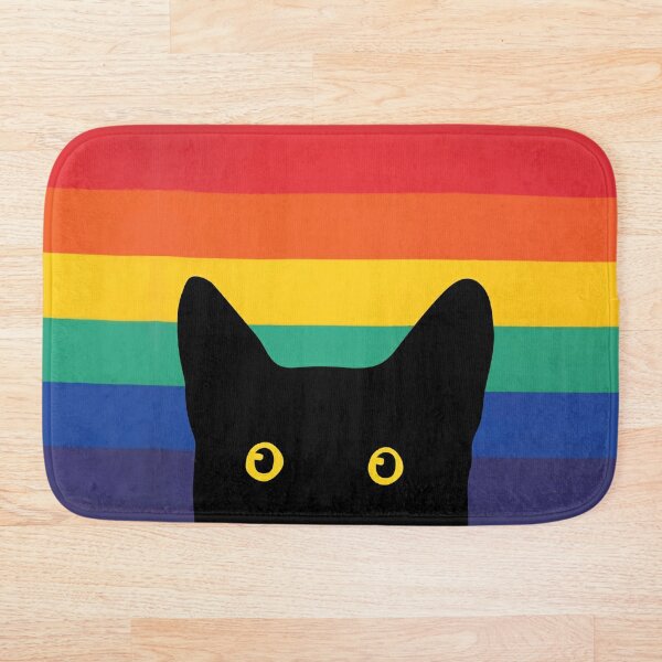 sneaky cat Bath Mat for Sale by lauragraves