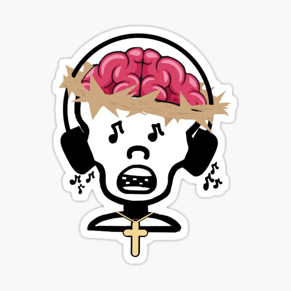 Zombie Jesus Music Eyes with Black Headphones Sticker