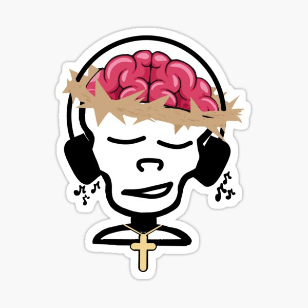 Zombie Jesus enjoying Music with Headphones Sticker