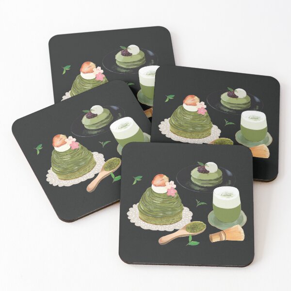 Item preview, Assorted Matcha Desserts - Green Tea Latte, Pancakes and Matcha Mont Blanc designed and sold by Alicia Chee.