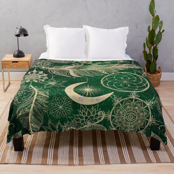 Item preview, Gold Dream-Catcher Feathers Green Mandala designed and sold by InovArtS.