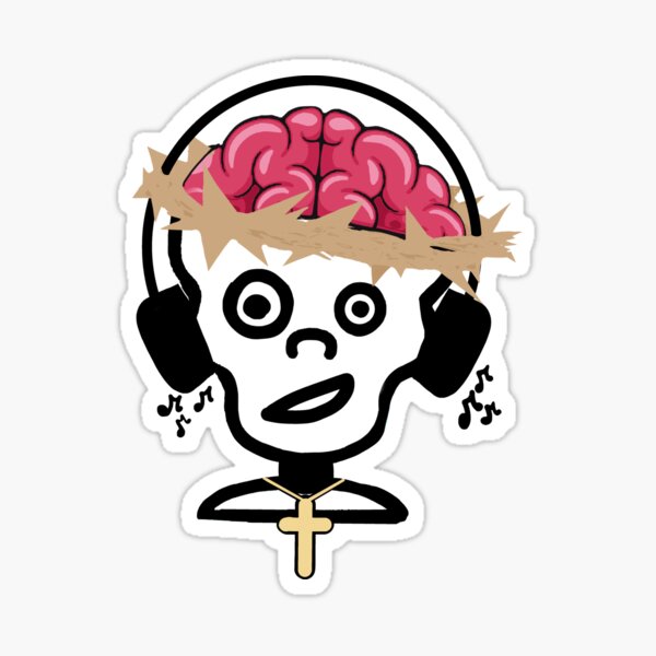Zombie Jesus enjoying Music with Black Headphones Sticker