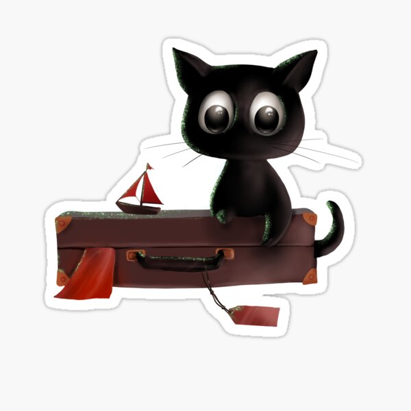 Schwarzes Kätzchen - auf Abenteuer Sticker