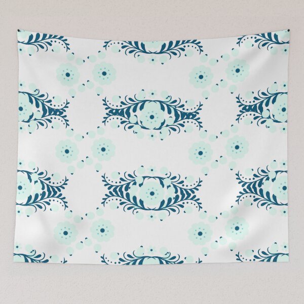 Item preview, AQUA/NAVY FLORAL PATTERN designed and sold by wildwhimsical.