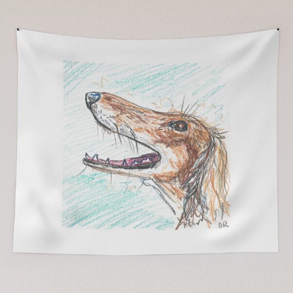 Item preview, Saluki oil pastel drawing sketch designed and sold by DebTheZeb.