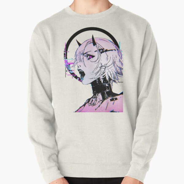 Cyberpunk Glitch Girl Orb Vaporwave Style Pullover Sweatshirt