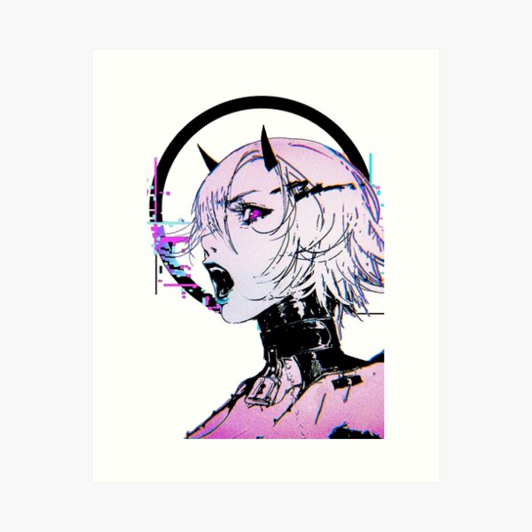 Artikel-Vorschau von Cyberpunk Glitch Girl Orb Vaporwave Style, designt und verkauft von OWLvision33.