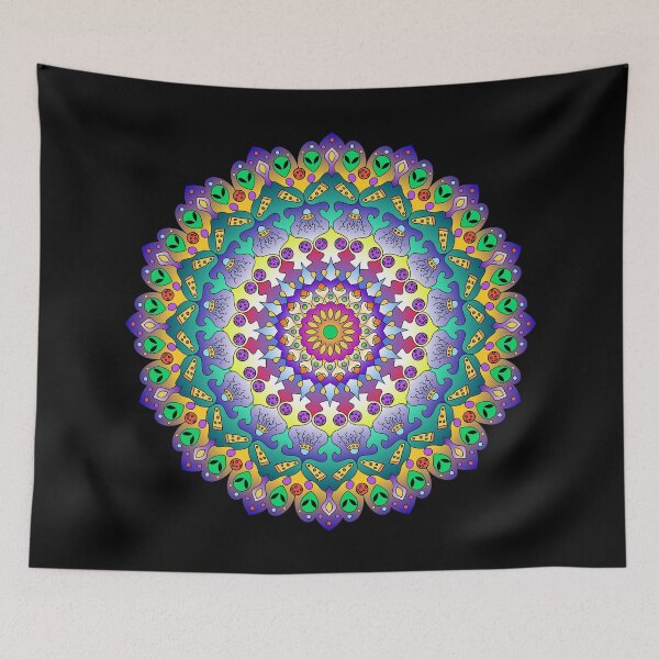 Item preview, Aliens and Pizza themed Mandala designed and sold by mrhighsky.