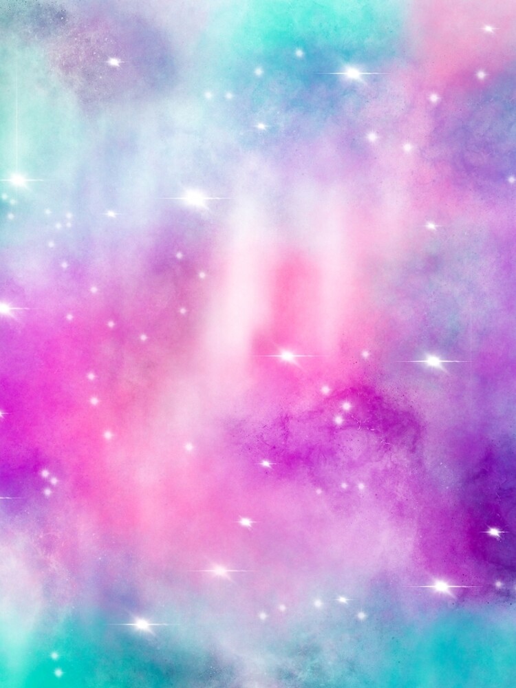 Trendy bright watercolor pastel nebula space hand painted by GirlyTrend