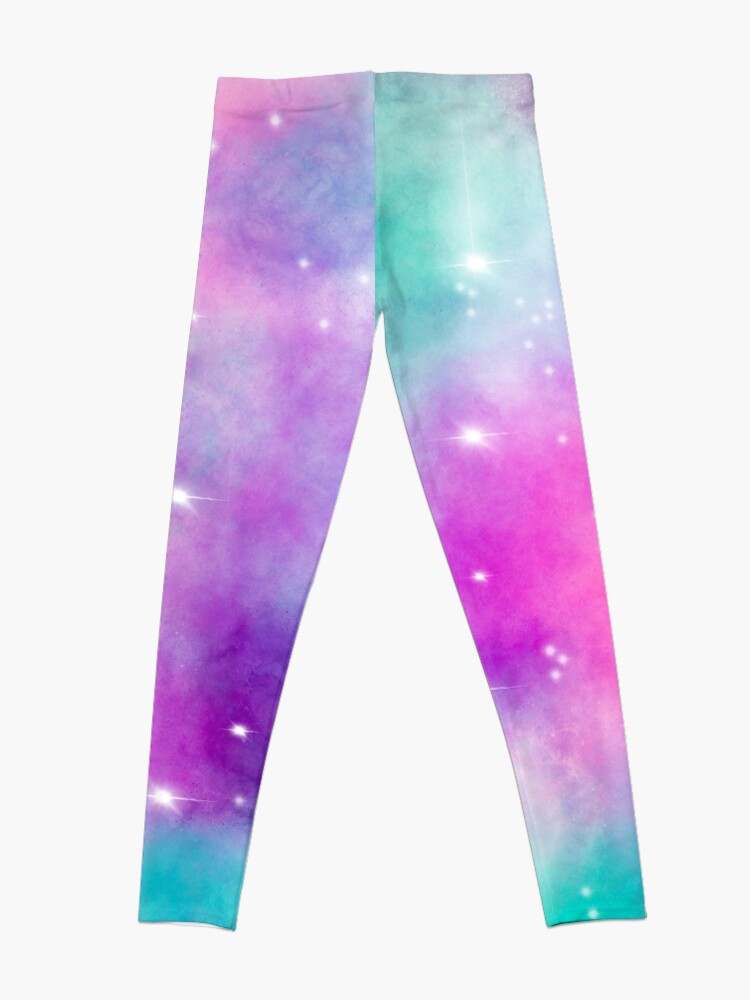 Alternate view of Trendy bright watercolor pastel nebula space hand painted Leggings