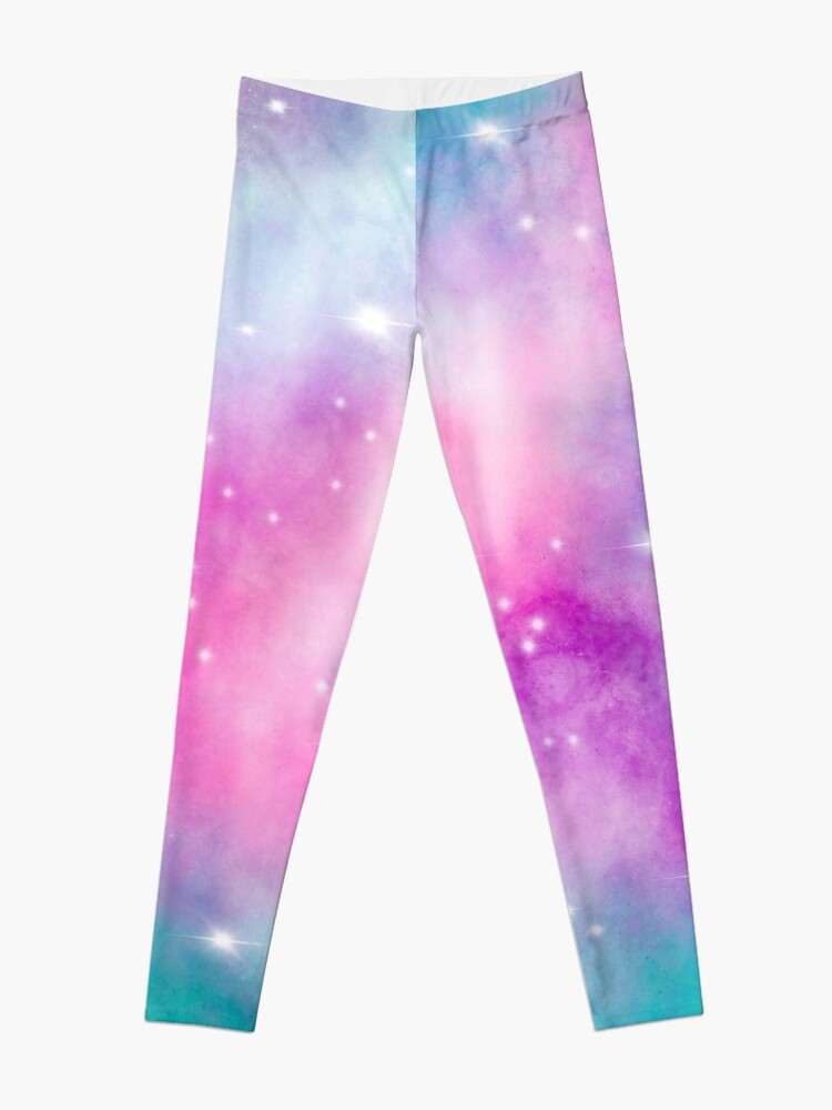 Alternate view of Trendy bright watercolor pastel nebula space hand painted Leggings