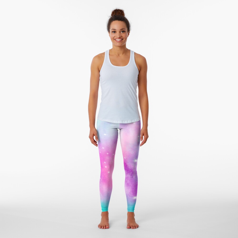 Trendy bright watercolor pastel nebula space hand painted Leggings
