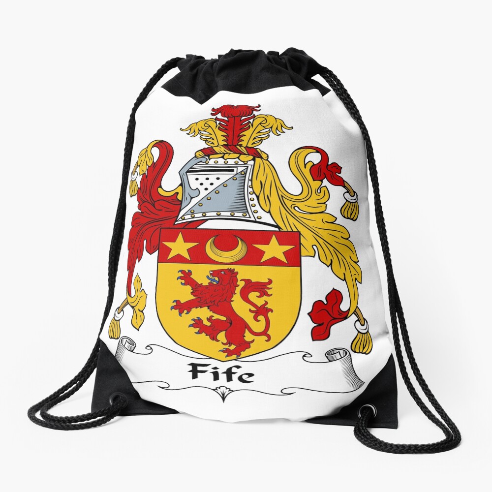 "Fife Coat of Arms / Fife Family Crest" Drawstring Bag for Sale by