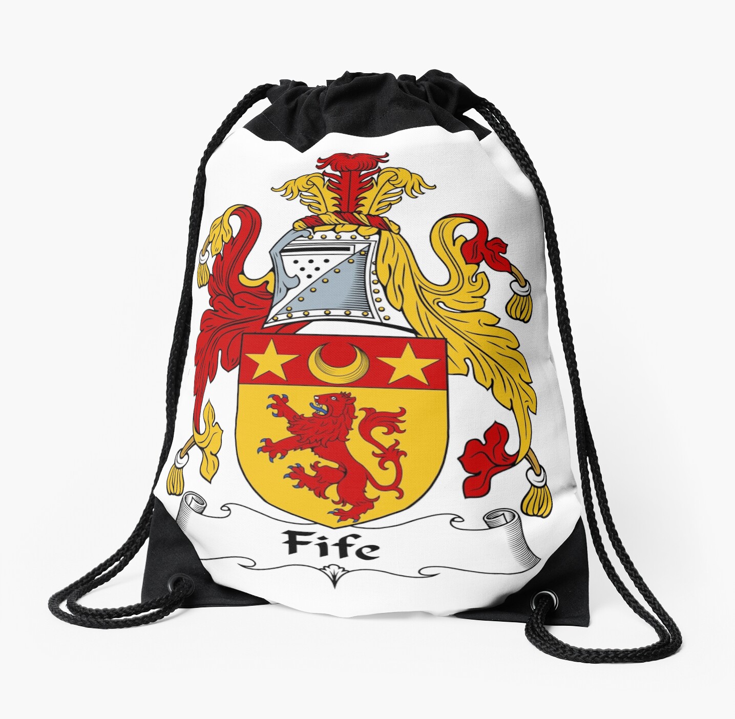 "Fife Coat of Arms / Fife Family Crest" Drawstring Bags by