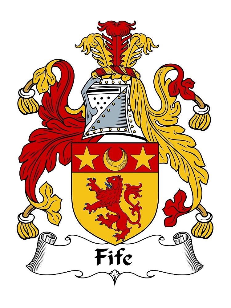 "Fife Coat of Arms / Fife Family Crest" Drawstring Bag for Sale by