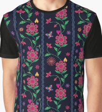 Floral rustic embroidery elegant dark pattern Graphic T-Shirt