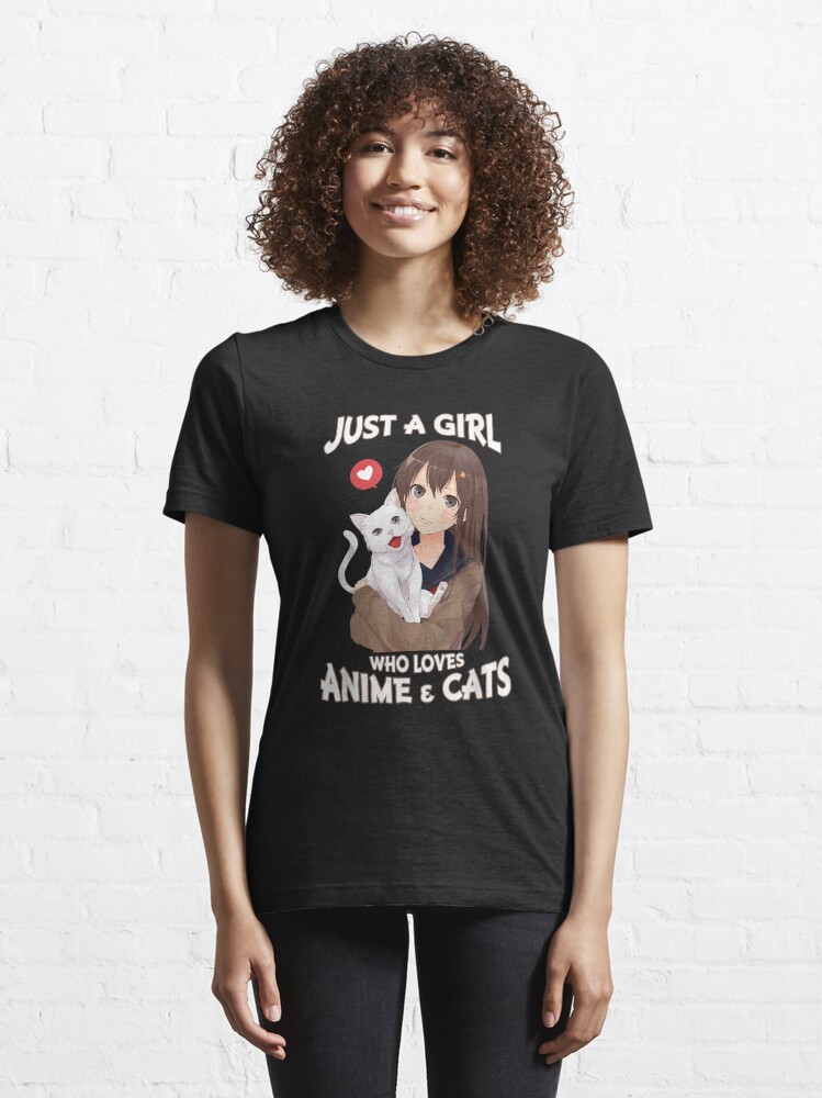 Just A Girl Who Loves Anime & Cats Cute Gifts For Teen Girls Shirt