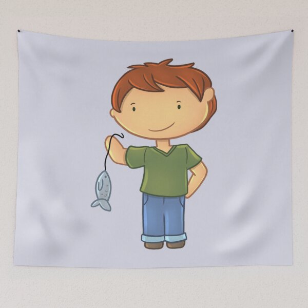 Item preview, Boy Holding Up Fish designed and sold by ReverieTees96.