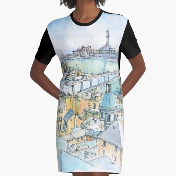 Il Porto (view of Genoa) Graphic T-Shirt Dress