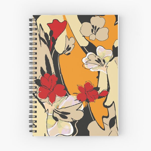 Item preview, Pastel colors and orange red abstract flowers designed and sold by Paula Murray.