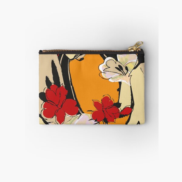 Item preview, Pastel colors and orange red abstract flowers designed and sold by Paula Murray.