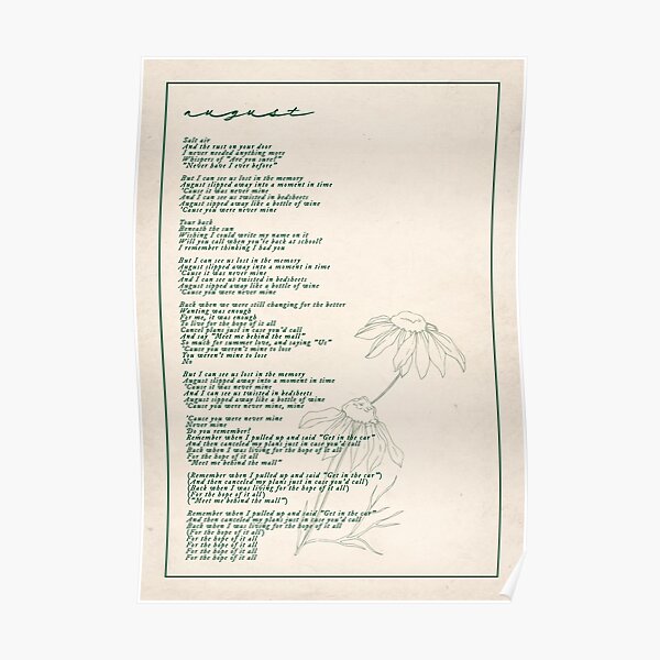august lyric Poster