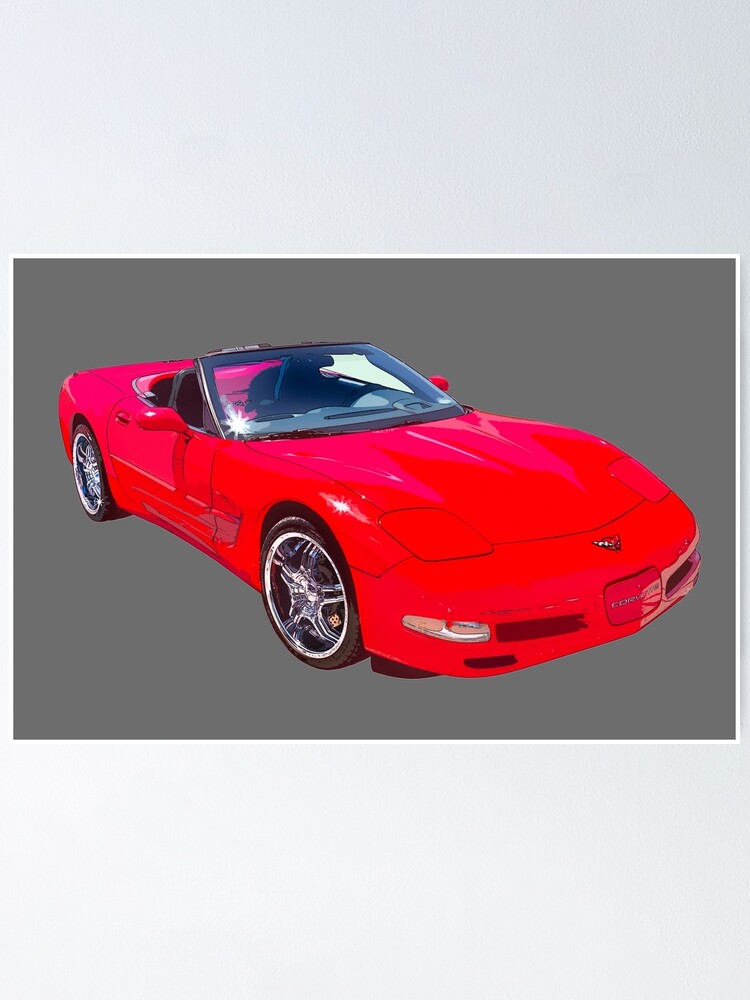 Rotes C5 Corvette Cabrio Muscle Car Poster Von Kwjphotoart Redbubble