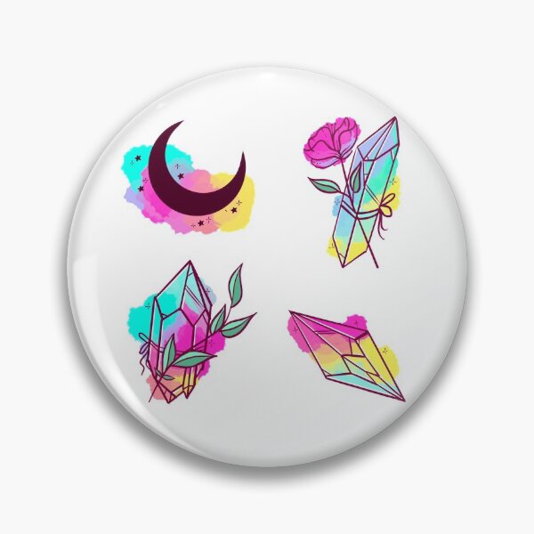Item preview, Rainbow Moon Watercolor Crystals  designed and sold by GirlClanCo.