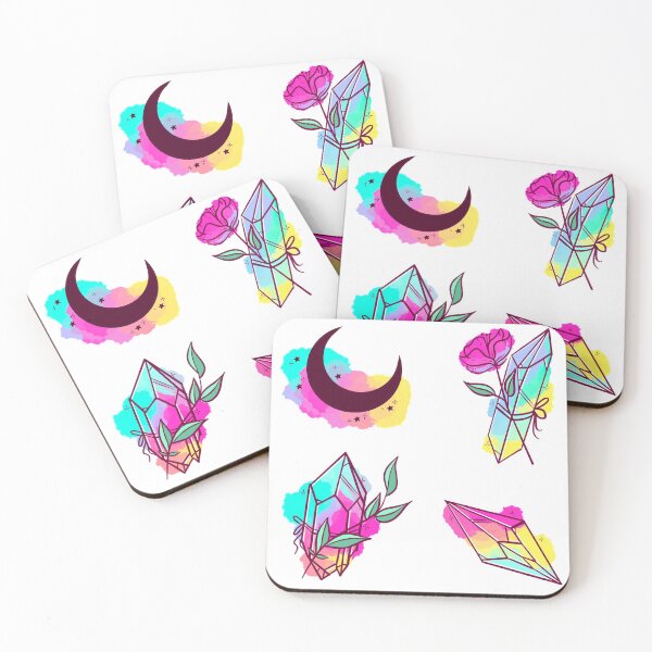 Item preview, Rainbow Moon Watercolor Crystals  designed and sold by GirlClanCo.