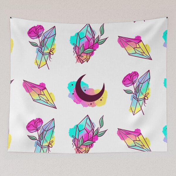 Item preview, Rainbow Moon Watercolor Crystals  designed and sold by GirlClanCo.