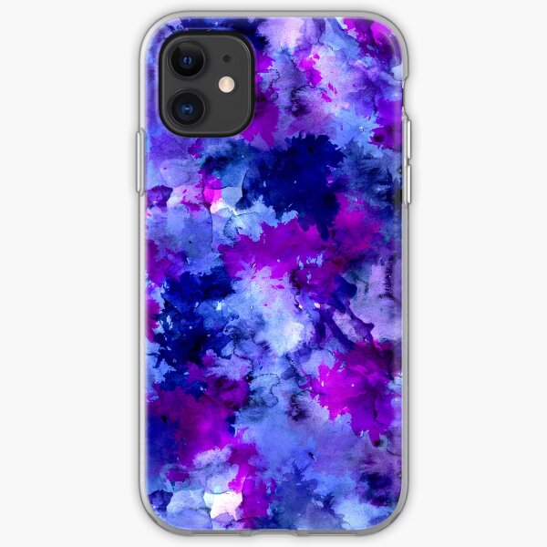 Modern blue purple watercolor brushstrokes iPhone Soft Case
