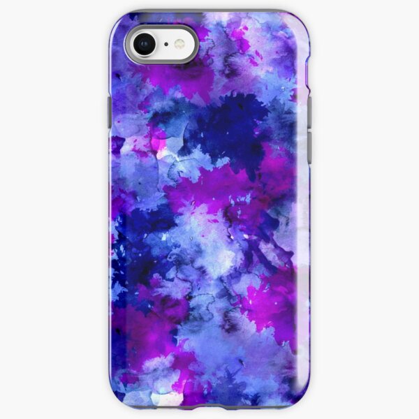 Modern blue purple watercolor brushstrokes iPhone Tough Case