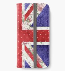 Vintage Red Polka Dots Floral UK Union Jack Flag iPhone Wallet/Case/Skin