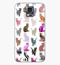 Girly Whimsical Cats aztec floral stripes pattern Case/Skin for Samsung Galaxy