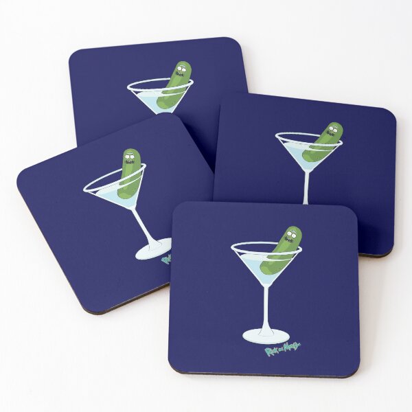Pickle Rick in a Cocktail Glass, Rick and Morty Coasters (Set of 4)
