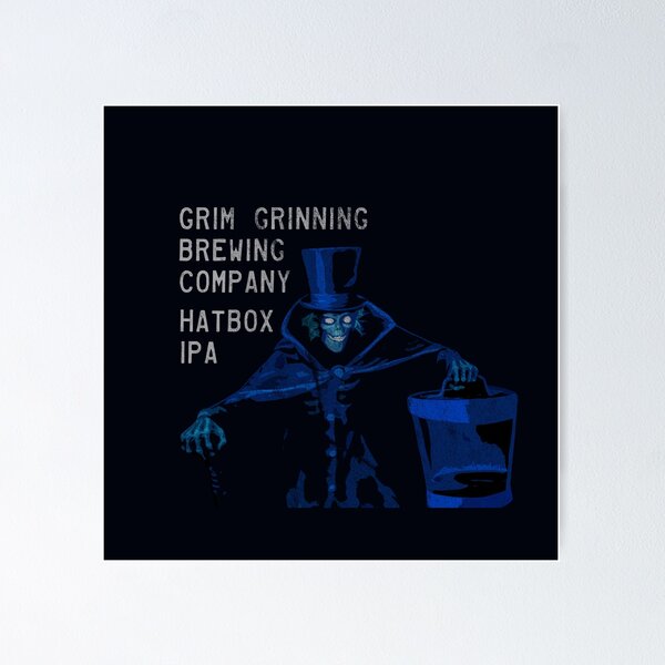 Item preview, Hatbox IPA Grim Grinning Brewing Company Vintage Style designed and sold by FandomTrading.