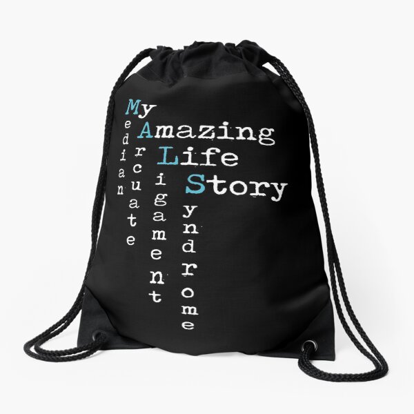 My Amazing Life Story (White & Teal) Drawstring Bag