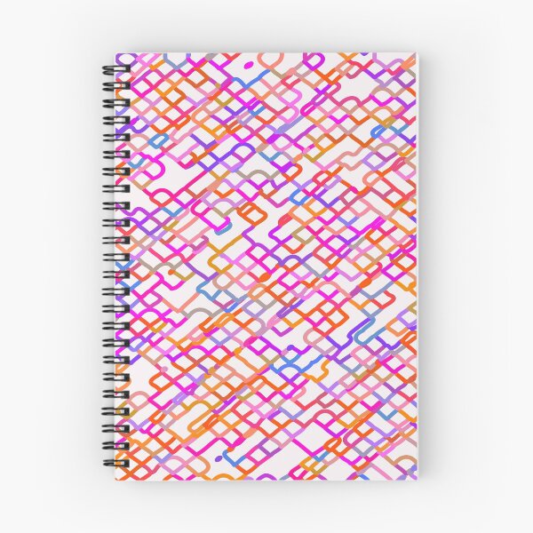 Item preview, fractal geometric square pixel line pattern abstract in red pink blue designed and sold by Mrvell.