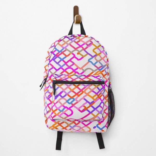 Item preview, fractal geometric square pixel line pattern abstract in red pink blue designed and sold by Mrvell.