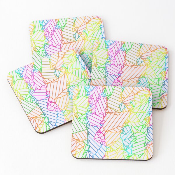 Item preview, geometric fractal line abstract background in pink blue yellow green designed and sold by Mrvell.