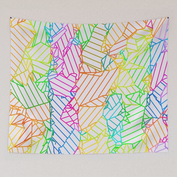 Item preview, geometric fractal line abstract background in pink blue yellow green designed and sold by Mrvell.