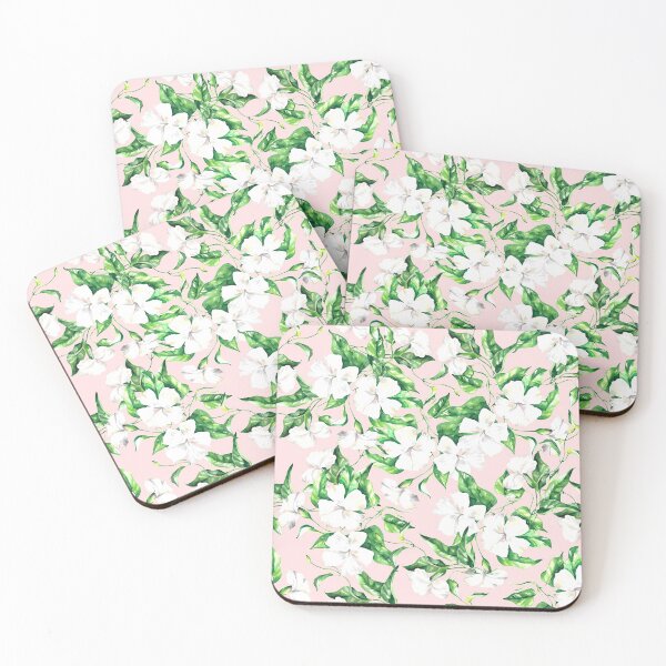 Item preview, Delicate white flowers, botanical watercolour, green leaves, white flowers pattern, botanical pattern, greenery pattern,  designed and sold by sentimentalica.