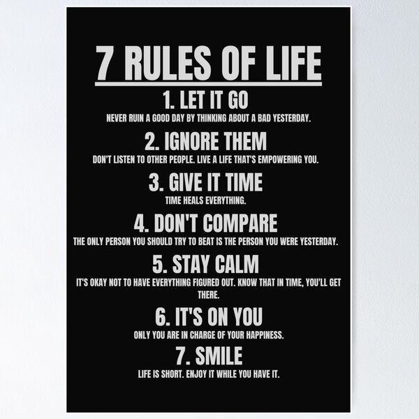 Item preview, '7 Rules Of Life' Entrepreneur, Office & Life Motivation designed and sold by DailyDrive.