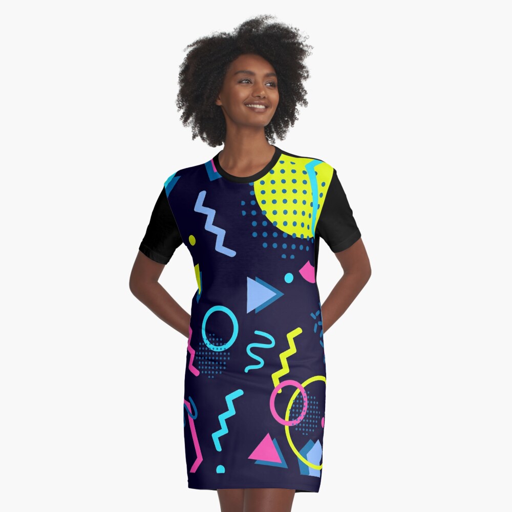 Retro Style 70s 80s 90s Memphis Style Abstract Graphic T-Shirt Dress for  Sale by MagicBoutique