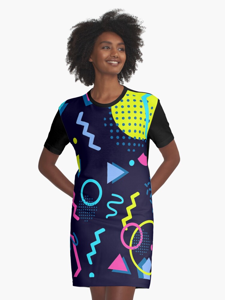 Retro Style 70s 80s 90s Memphis Style Abstract Graphic T-Shirt Dress for  Sale by MagicBoutique